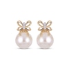 Thumbnail Image 2 of Cultured Pearl & Diamond Accent Earrings 14K Yellow Gold