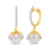 Thumbnail Image 0 of Cultured Pearl & Diamond Drop Earrings 1/4 ct tw 10K Yellow Gold