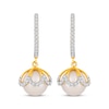 Thumbnail Image 1 of Cultured Pearl & Diamond Drop Earrings 1/4 ct tw 10K Yellow Gold
