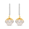 Thumbnail Image 2 of Cultured Pearl & Diamond Drop Earrings 1/4 ct tw 10K Yellow Gold