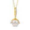 Thumbnail Image 2 of Cultured Pearl & Diamond Drop Necklace 1/4 ct tw 10K Yellow Gold 18&quot;
