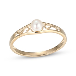 Cultured Pearl Swirl Ring 10K Yellow Gold