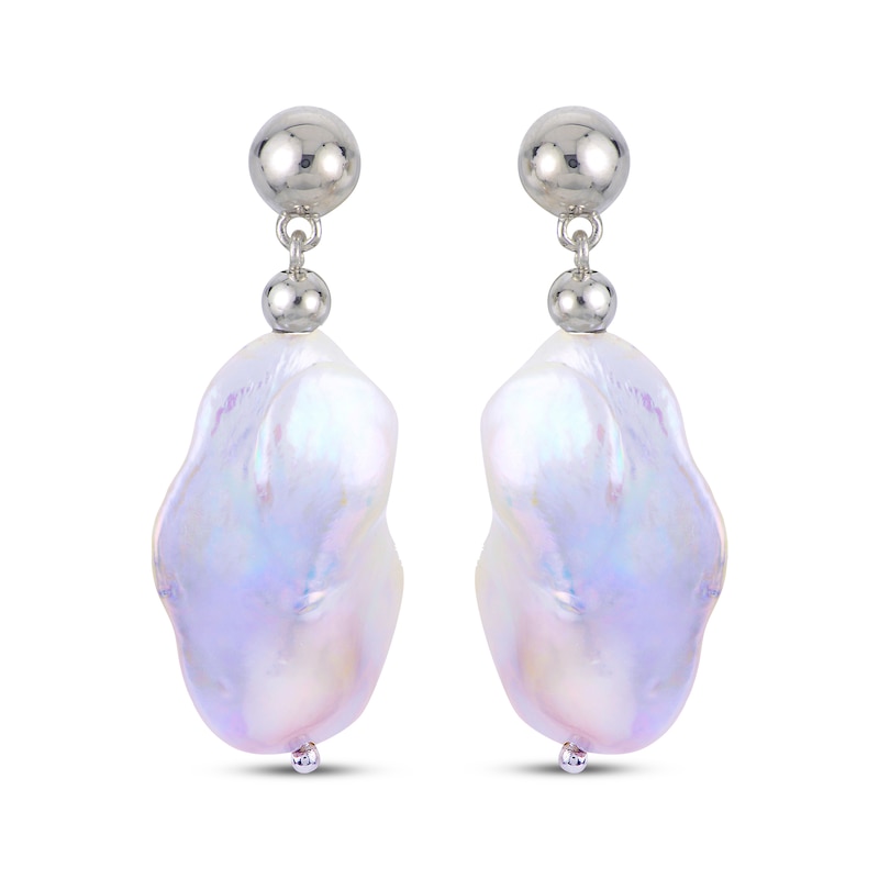 Main Image 2 of Baroque Cultured Pearl Drop Earrings Sterling Silver