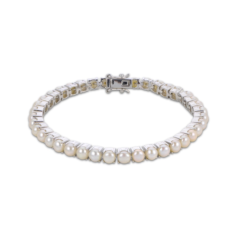 Main Image 1 of Cultured Pearl Line Bracelet Sterling Silver 7&quot;