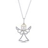 Thumbnail Image 1 of Cultured Pearl & Diamond Accent Angel Necklace Sterling Silver & 10K Yellow Gold 18&quot;