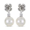 Thumbnail Image 2 of Cultured Pearl & White Lab-Created Sapphire Flower Dangle Earrings Sterling Silver