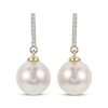 Thumbnail Image 2 of Cultured Pearl & Diamond Bar Dangle Earrings 1/20 ct tw 14K Yellow Gold