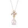 Thumbnail Image 1 of Cultured Pearl & Diamond Accent Flower Necklace 10K Yellow Gold 18&quot;
