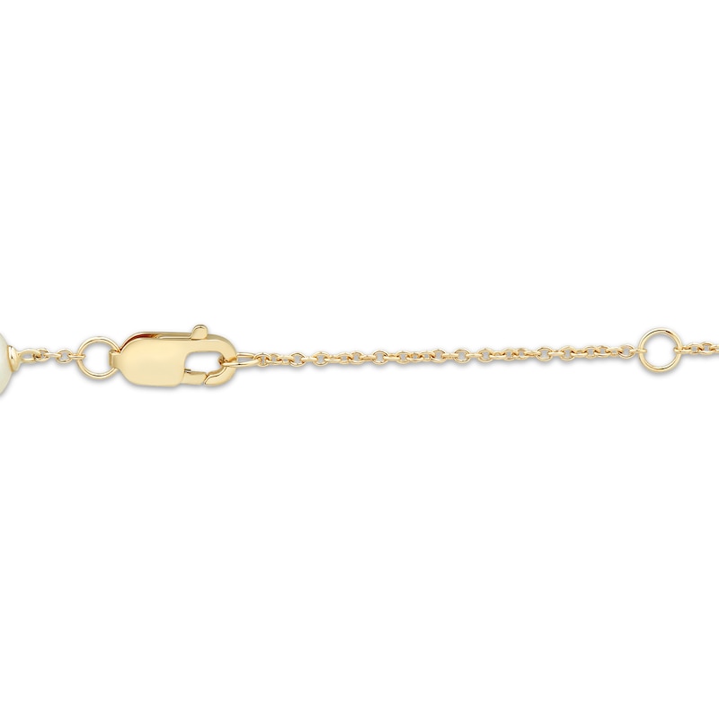 Cultured Pearl Cross Charm Bracelet 10K Yellow Gold 7.5"
