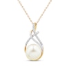 Thumbnail Image 1 of Cultured Pearl & Diamond Swirl Necklace 1/10 ct tw 10K Yellow Gold 18&quot;