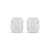 Thumbnail Image 2 of Baguette & Round-Cut Multi-Diamond Octagon Halo Stud Earrings 1/2 ct tw 10K White Gold