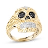 Thumbnail Image 0 of Men's Black & White Diamond Skull Ring 1/2 ct tw 10K Yellow Gold