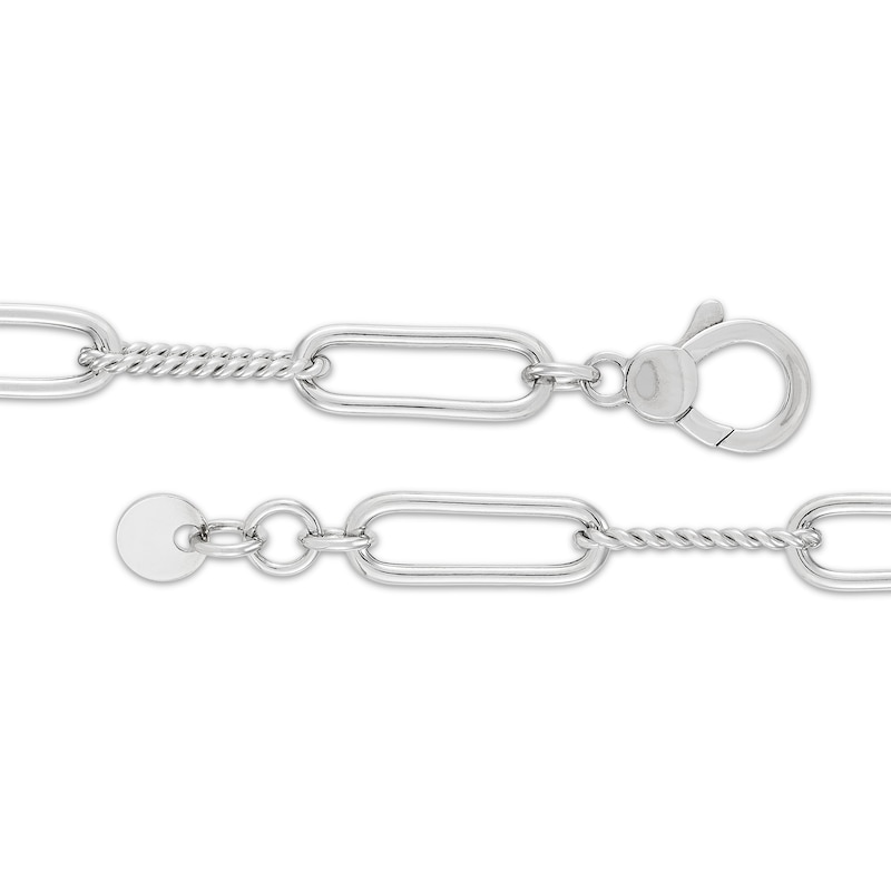 Main Image 2 of Alternating Twist Link Paperclip Necklace Hollow Sterling Silver 18&quot;