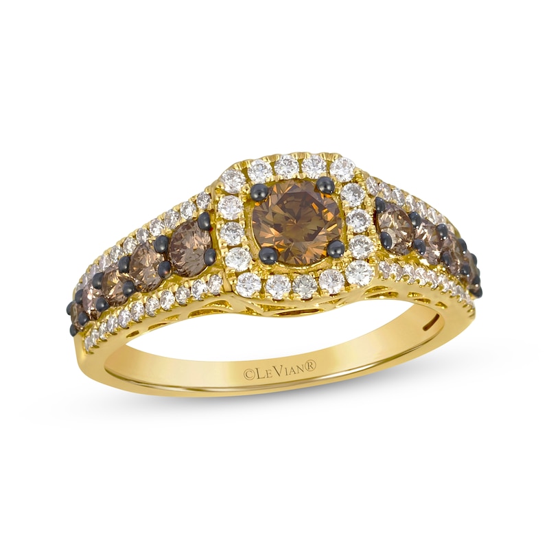 Main Image 1 of Le Vian Diamond Cushion Halo Ring 1-1/4 ct tw 14K Honey Gold