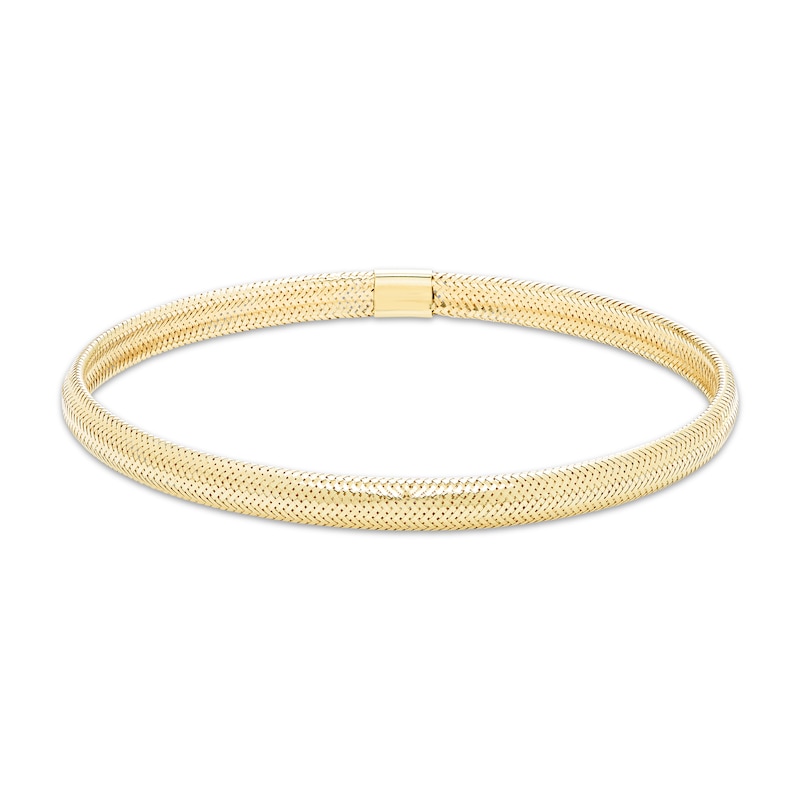 Main Image 1 of Hollow Mesh Stretch Bangle Bracelet 4mm 10K Yellow Gold