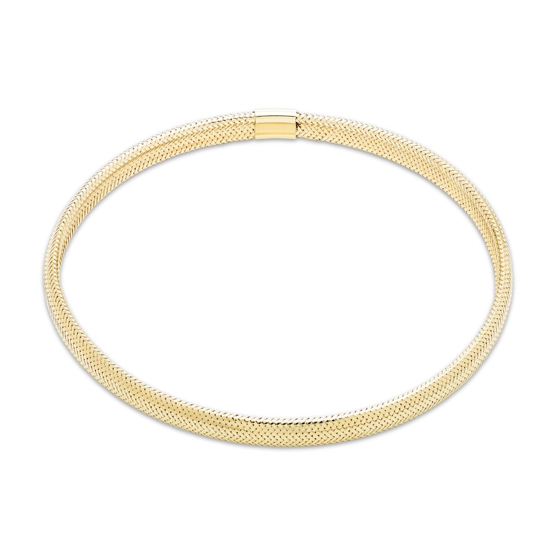 Hollow Mesh Stretch Bangle Bracelet 4mm 10K Yellow Gold