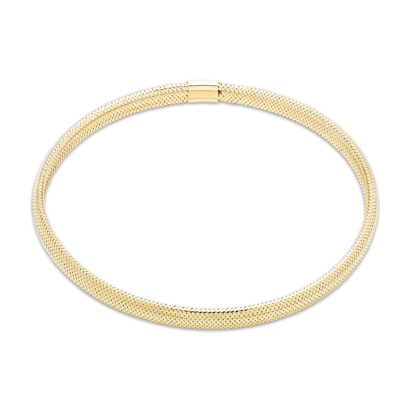 Main Image 2 of Hollow Mesh Stretch Bangle Bracelet 4mm 10K Yellow Gold