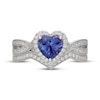 Thumbnail Image 3 of Neil Lane Heart-Shaped Tanzanite & Diamond Halo Bridal Set 1/2 ct tw 14K White Gold