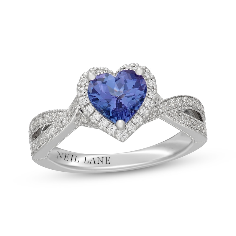 Main Image 1 of Neil Lane Heart-Shaped Tanzanite & Diamond Halo Engagement Ring 3/8 ct tw 14K White Gold