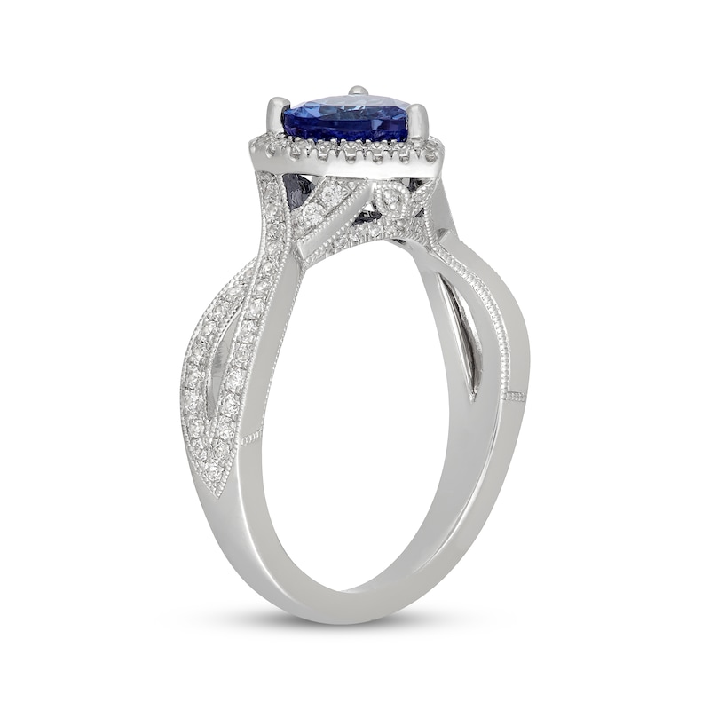 Main Image 2 of Neil Lane Heart-Shaped Tanzanite & Diamond Halo Engagement Ring 3/8 ct tw 14K White Gold