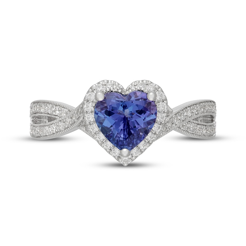 Main Image 3 of Neil Lane Heart-Shaped Tanzanite & Diamond Halo Engagement Ring 3/8 ct tw 14K White Gold