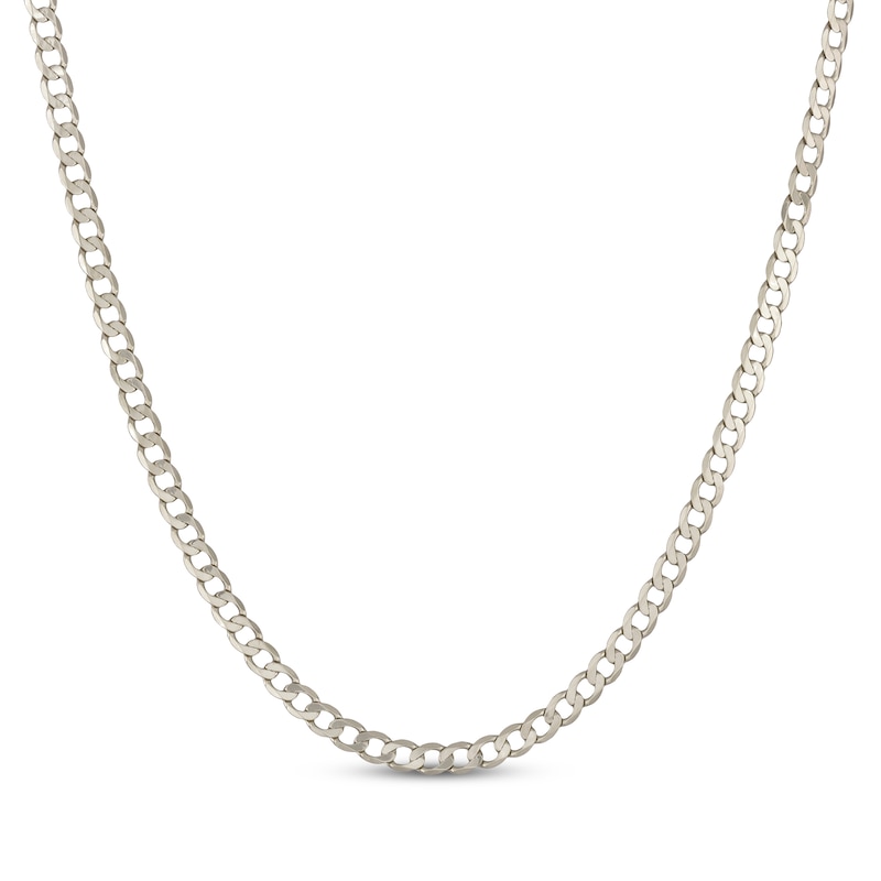 Main Image 1 of Diamond-Cut Flat Curb Chain Necklace 5mm Solid 14K White Gold 22&quot;