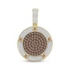 Thumbnail Image 1 of Men's Brown & White Diamond Medallion Charm 1-1/2 ct tw 10K Yellow Gold