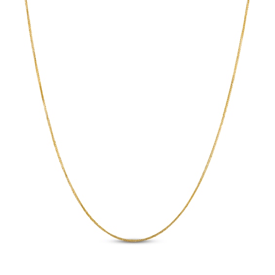 Diamond-Cut Adjustable Wheat Chain Necklace 0.85mm Solid 14K Yellow Gold 22"