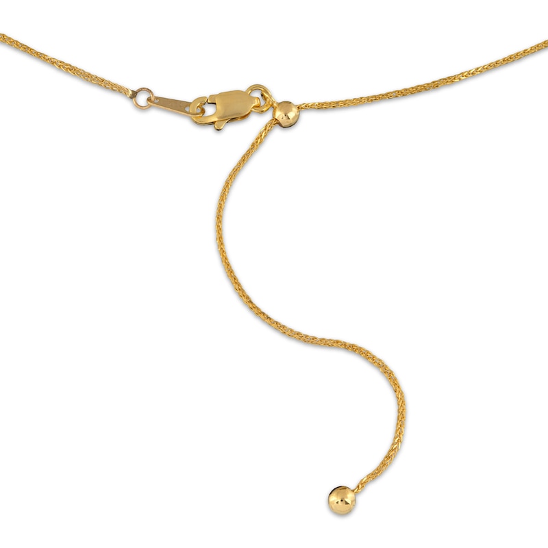 Main Image 4 of Diamond-Cut Adjustable Wheat Chain Necklace 0.85mm Solid 14K Yellow Gold 22&quot;