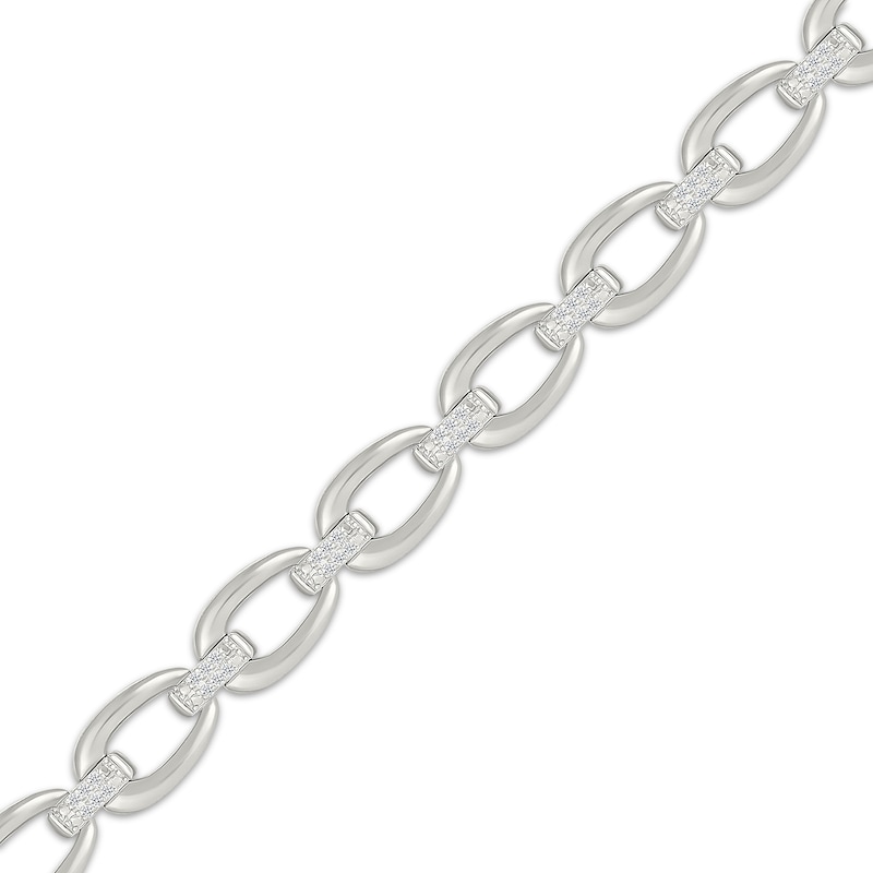 Main Image 2 of Diamond Oval Link Bracelet 1/4 ct tw Sterling Silver 7.25"