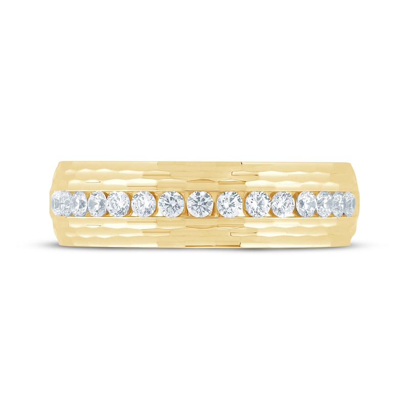 Main Image 3 of Now + Forever Men's Diamond Angled Pattern Wedding Band 1/2 ct tw 10K Yellow Gold