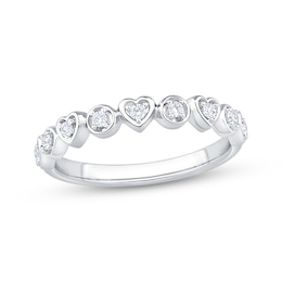 Now + Forever Diamond Heart & Circle Frame Anniversary Ring 1/6 ct tw 10K White Gold