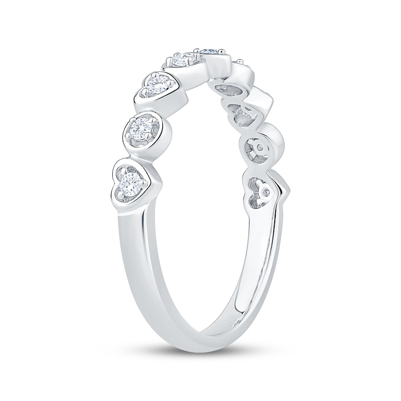 Main Image 2 of Now + Forever Diamond Heart & Circle Frame Anniversary Ring 1/6 ct tw 10K White Gold