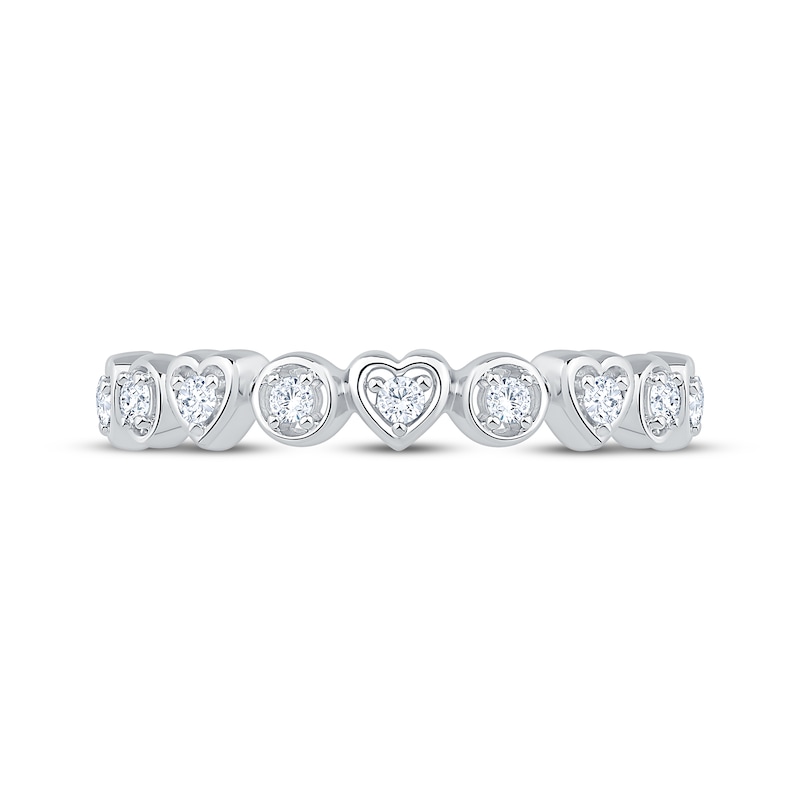 Main Image 3 of Now + Forever Diamond Heart & Circle Frame Anniversary Ring 1/6 ct tw 10K White Gold