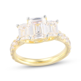 Memories Moments Magic Emerald-Cut Lab-Grown Diamond Three-Stone Engagement Ring 4 ct tw 14K Yellow Gold