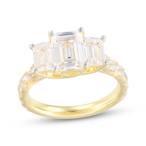 Memories Moments Magic Emerald-Cut Lab-Grown Diamond Three-Stone Engagement Ring 4 ct tw 14K Yellow Gold