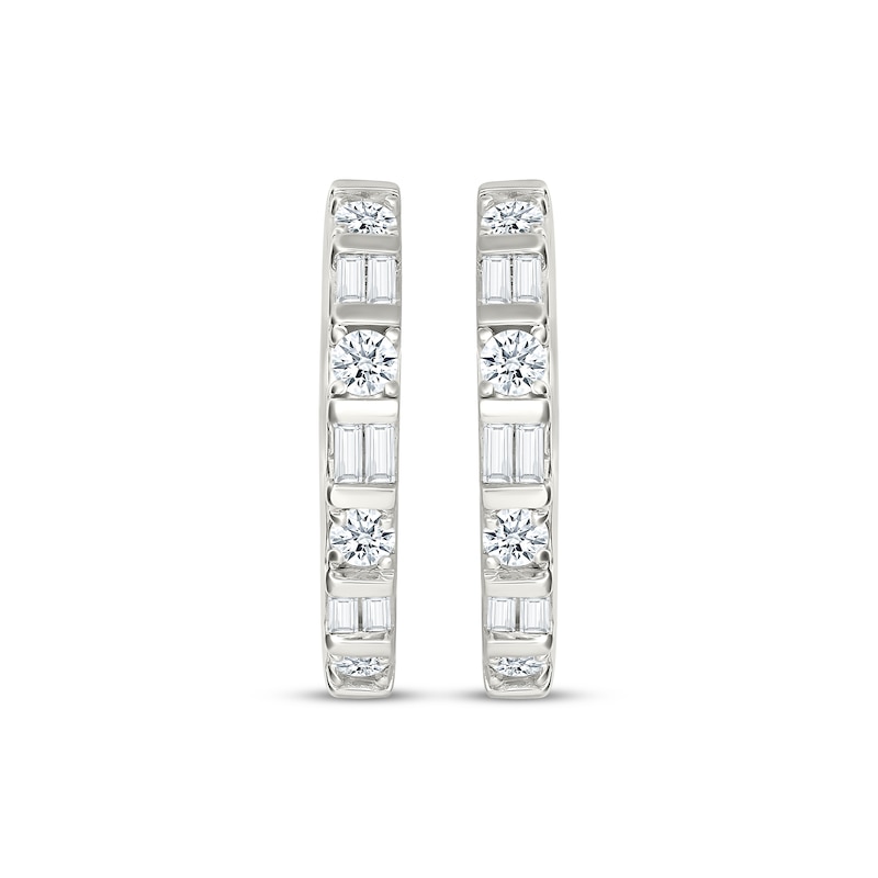 Main Image 2 of KAY Lab-Grown Diamonds Baguette & Round-Cut Hoop Earrings 1 ct tw 10K White Gold