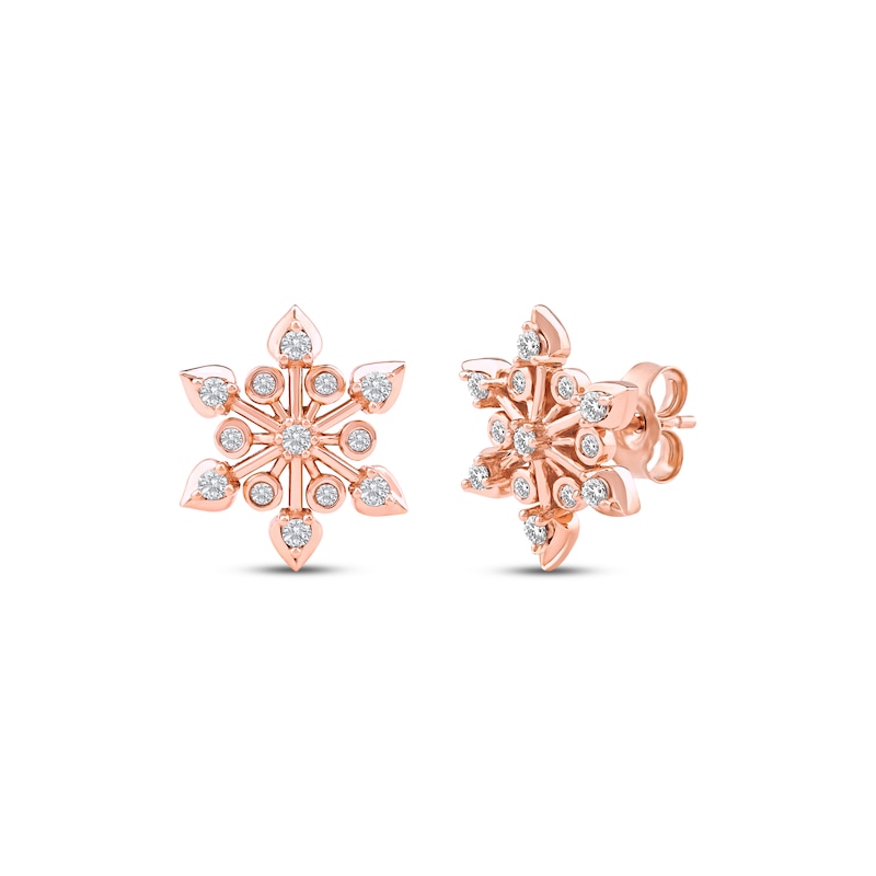 Main Image 1 of Diamond Snowflake Stud Earrings 1/4 ct tw 10K Rose Gold