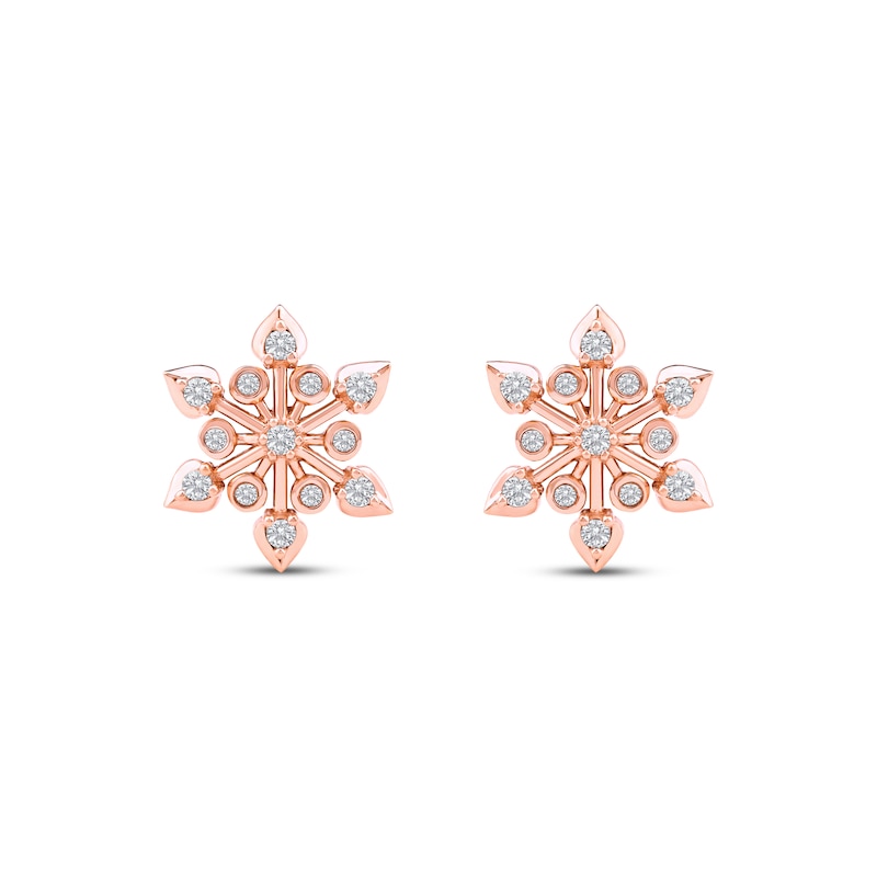 Main Image 2 of Diamond Snowflake Stud Earrings 1/4 ct tw 10K Rose Gold