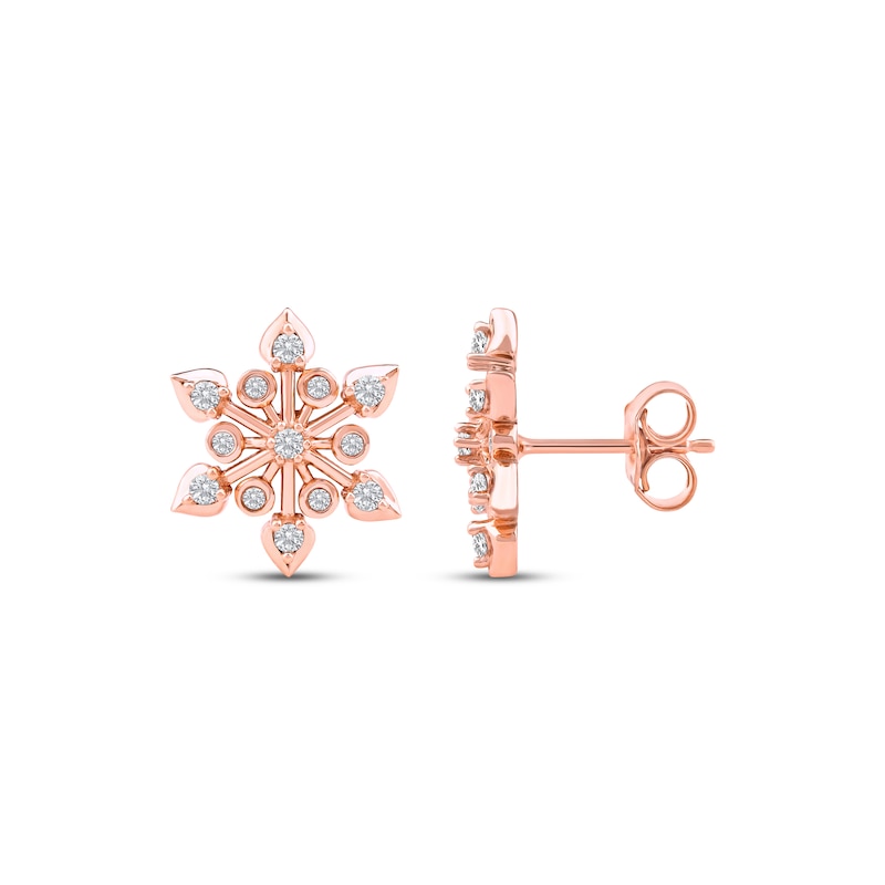 Main Image 3 of Diamond Snowflake Stud Earrings 1/4 ct tw 10K Rose Gold