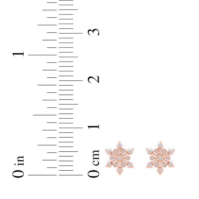 Main Image 5 of Diamond Snowflake Stud Earrings 1/4 ct tw 10K Rose Gold