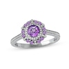 Thumbnail Image 1 of Amethyst & Diamond Ring 1/6 ct tw Round-cut 10K White Gold