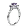 Thumbnail Image 2 of Amethyst & Diamond Ring 1/6 ct tw Round-cut 10K White Gold