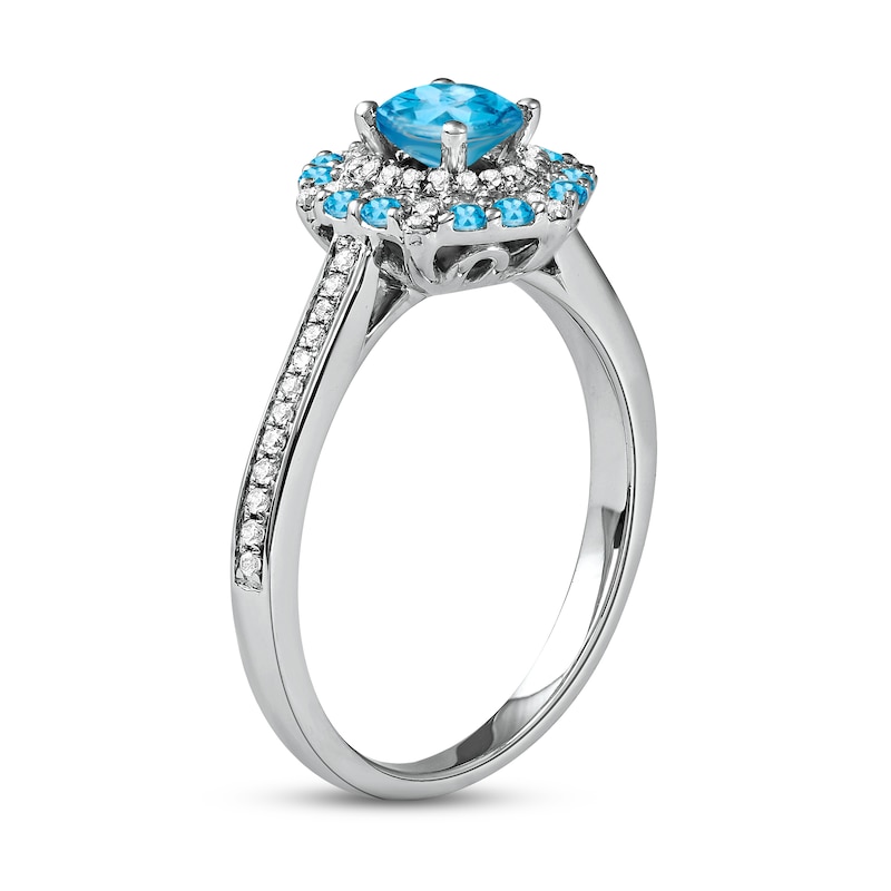 Main Image 2 of Swiss Blue Topaz & Diamond Ring 1/6 ct tw 10K White Gold
