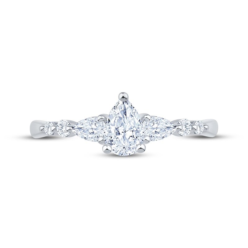 Main Image 3 of Now + Forever Lab-Grown Diamonds Pear-Shaped Three-Stone Engagement Ring 5/8 ct tw 14K White Gold