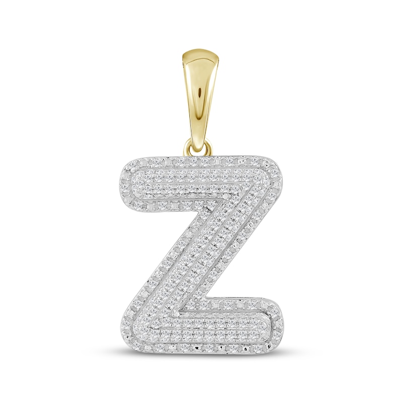 Main Image 1 of Diamond Puff Letter Z Initial Charm 3/8 ct tw 10K Yellow Gold
