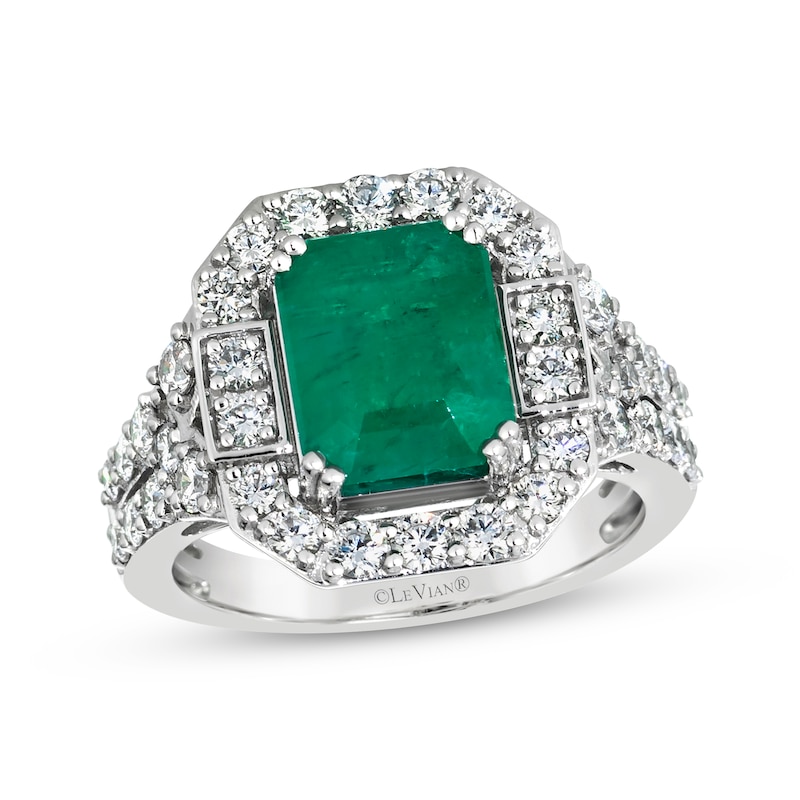 Main Image 1 of Le Vian Vault Emerald-Cut Emerald Ring 1 ct tw Diamonds Platinum