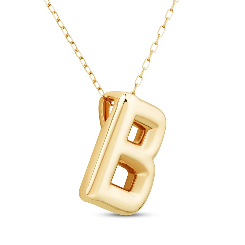 Main Image 2 of Puff Letter B Initial Necklace 14K Yellow Gold 18&quot;
