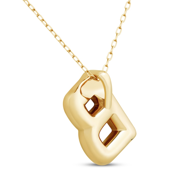 Main Image 3 of Puff Letter B Initial Necklace 14K Yellow Gold 18&quot;