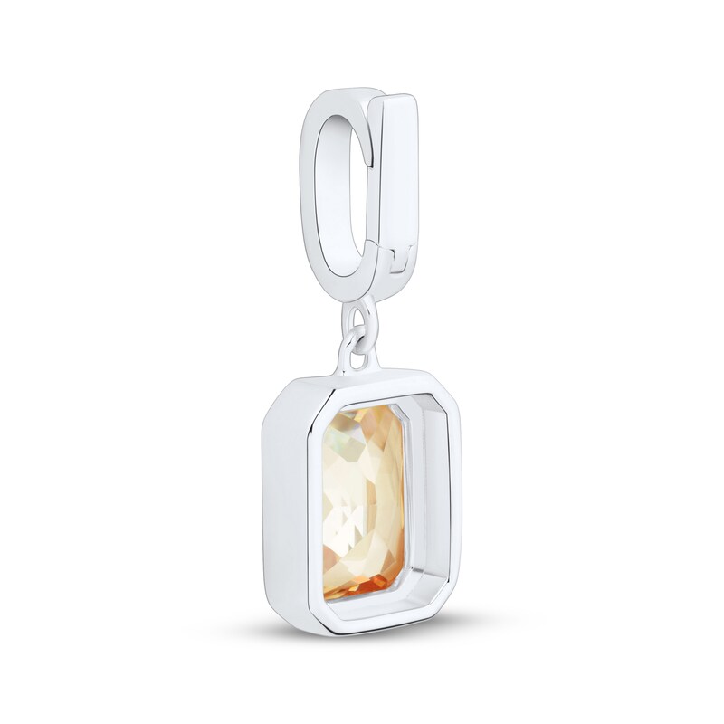 Main Image 3 of Charmed Memories Emerald-Cut Orange Cubic Zirconia Charm Sterling Silver